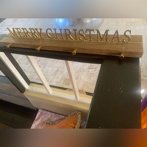 Merry Christmas Stocking holder gold letters 4 pegs